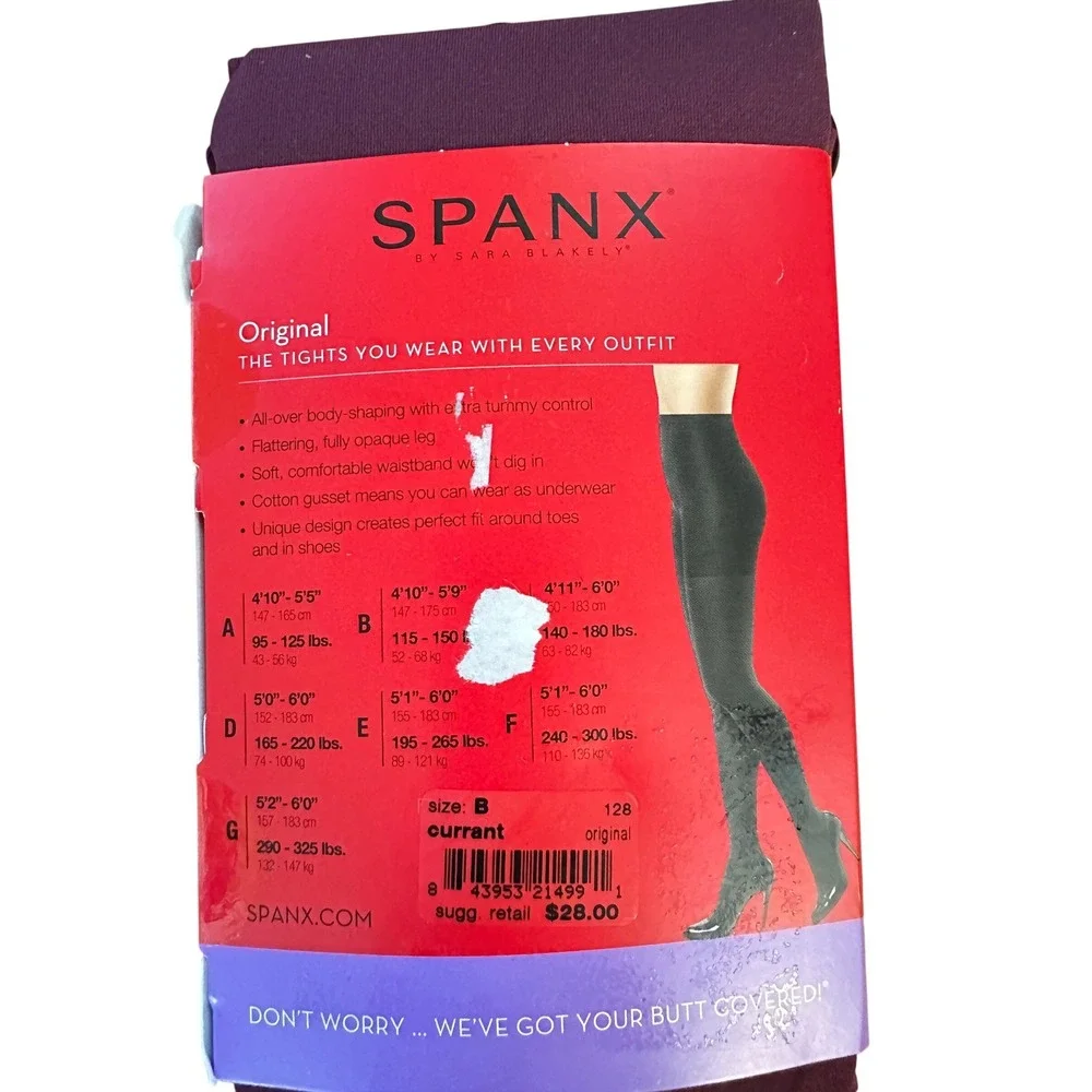 Spanx Tight-End Tights Women Size B Currant Burgundy Bodyshaping Opaque 128 NEW